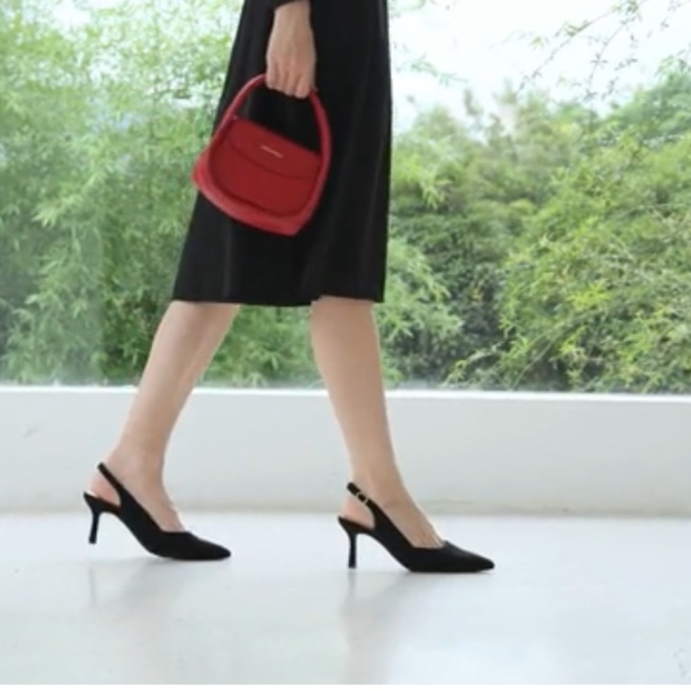 Life Stride Vintage Black Slingback Fabric Heels not bad on Outside See ALL Pics